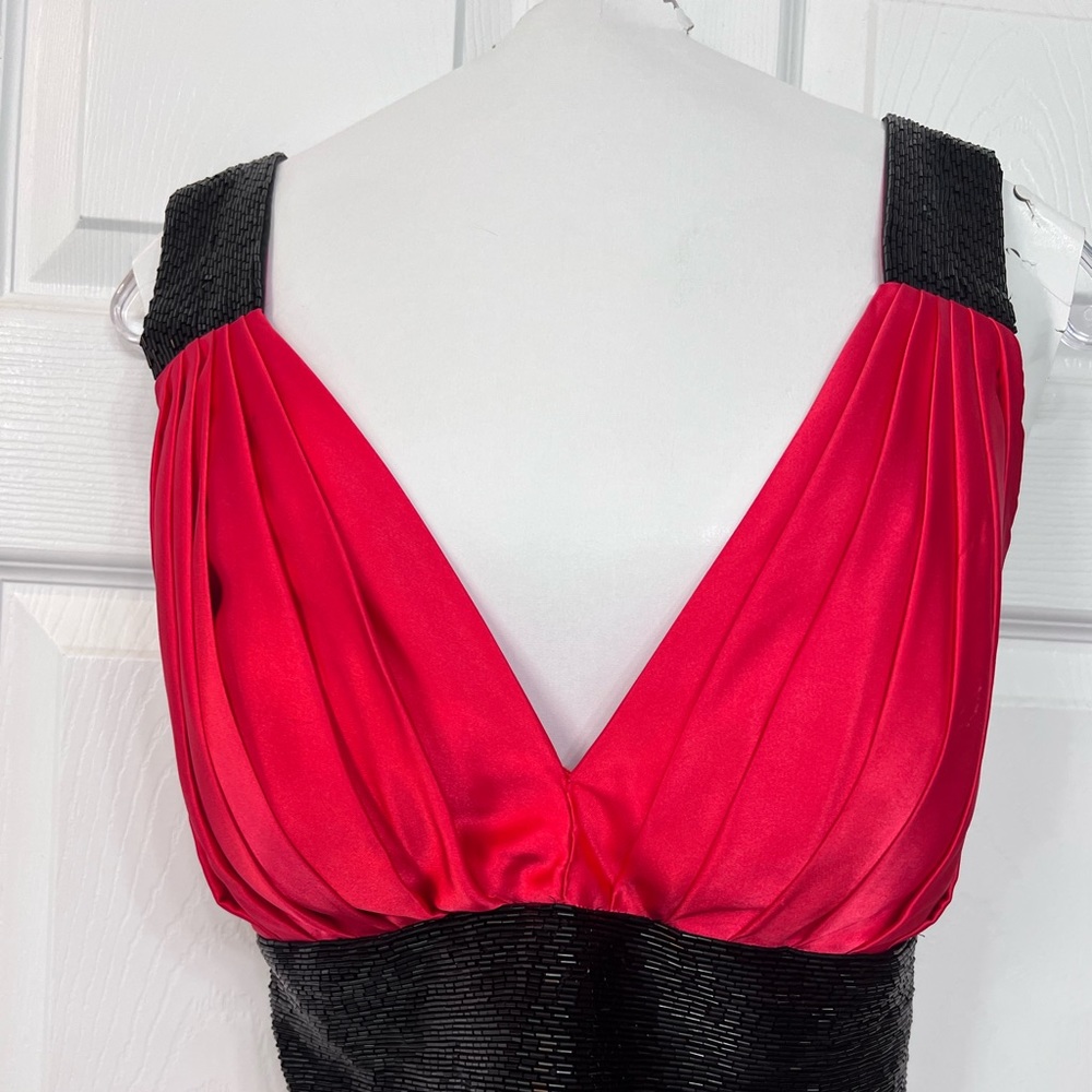 Red/black floor length gown